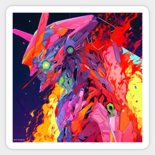 Discover Apocalyptic Anime Art and Surreal Manga Designs - Futuristic Illustrations Inspired by Neon Genesis Evangelion Sticker